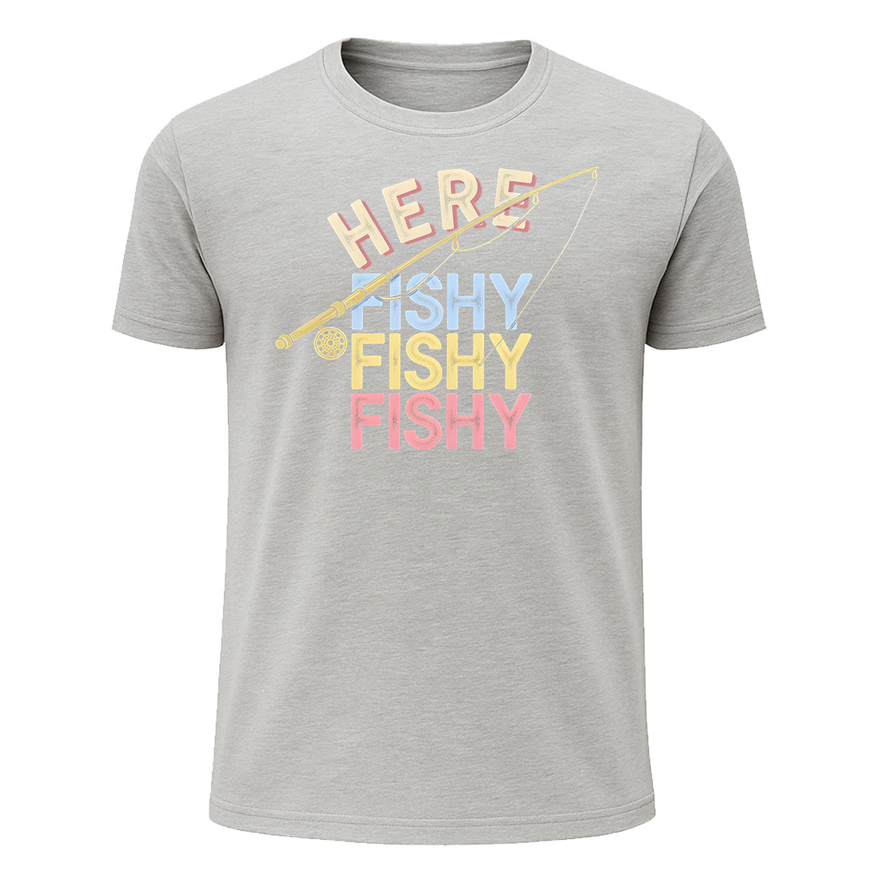 Here Fishy Fishy Fishy T-Shirt, Pastel Funny Fishing Shirt for Men