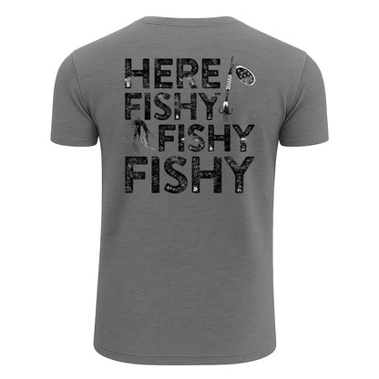 Custom Here Fishy Fishy Fishy T-Shirt, Funny Fishing Shirt for Men