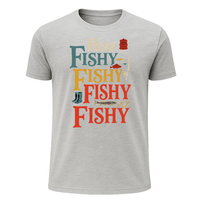 Here Fishy Fishy Fishy Fishy T-Shirt, Colorful Funny Fishing Shirt for Men