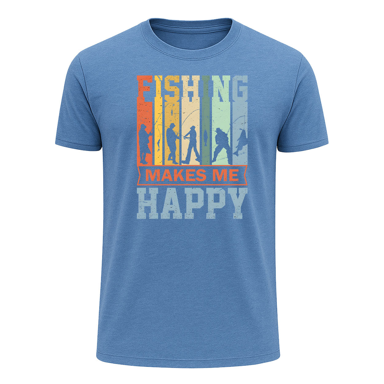 Fishing Makes Me Happy T-Shirt, Colorful Retro Fishing Shirt for Men