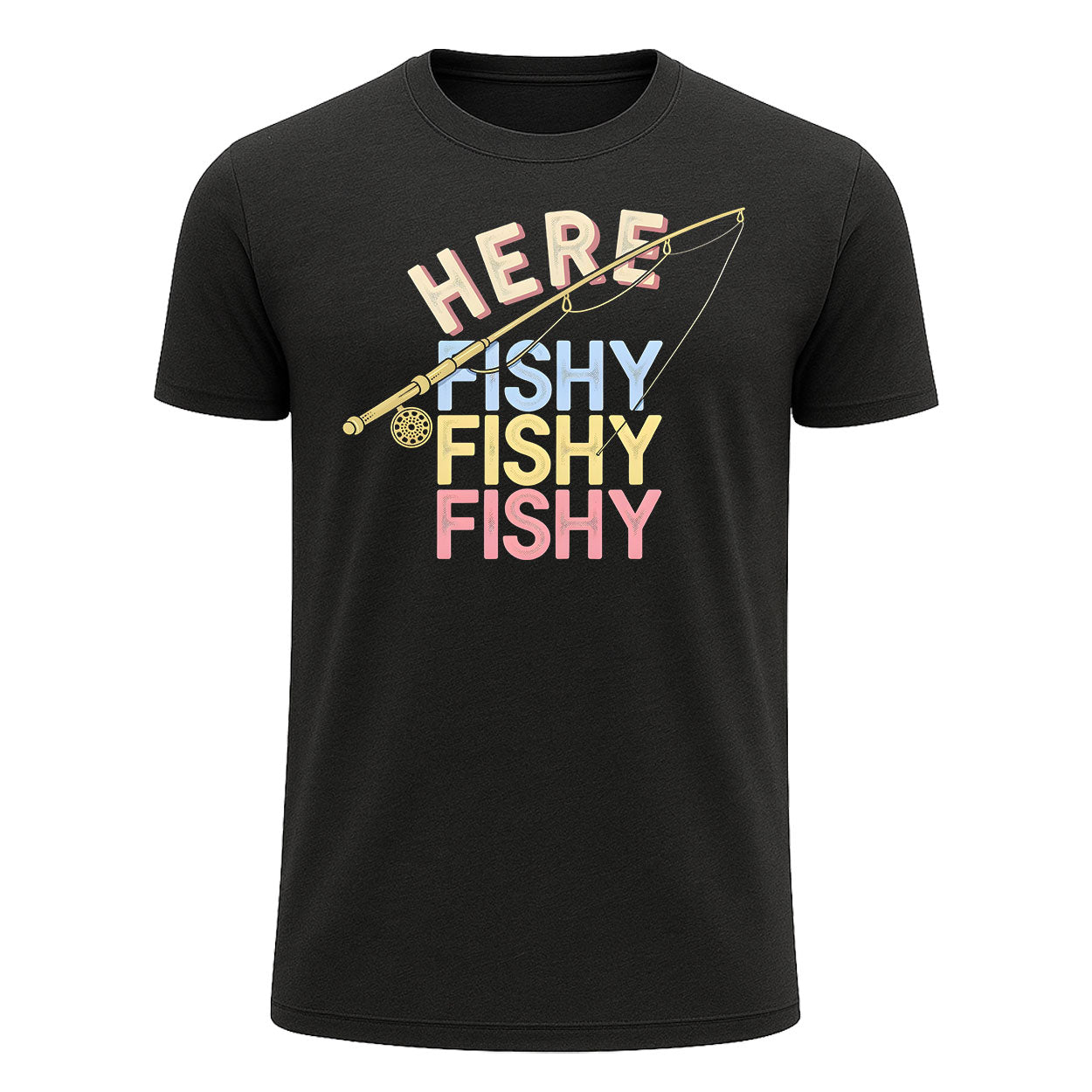 Here Fishy Fishy Fishy T-Shirt, Pastel Funny Fishing Shirt for Men