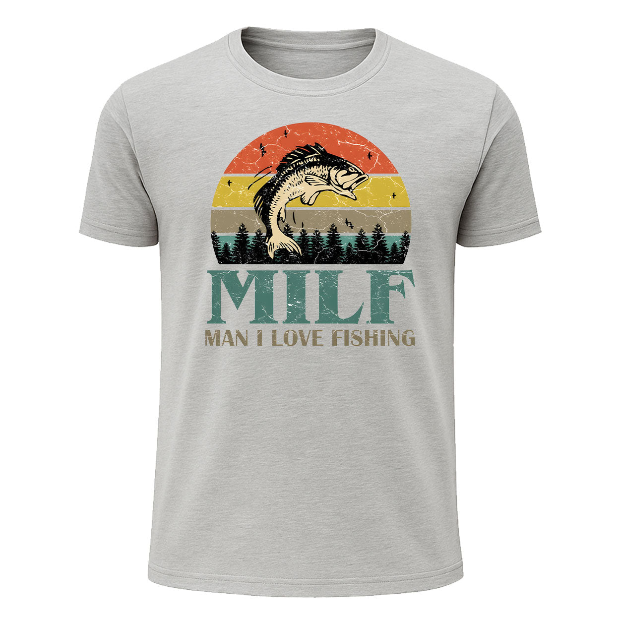 MILF Man I Love Fishing T-Shirt, Funny Vintage Fishing Shirt for Men