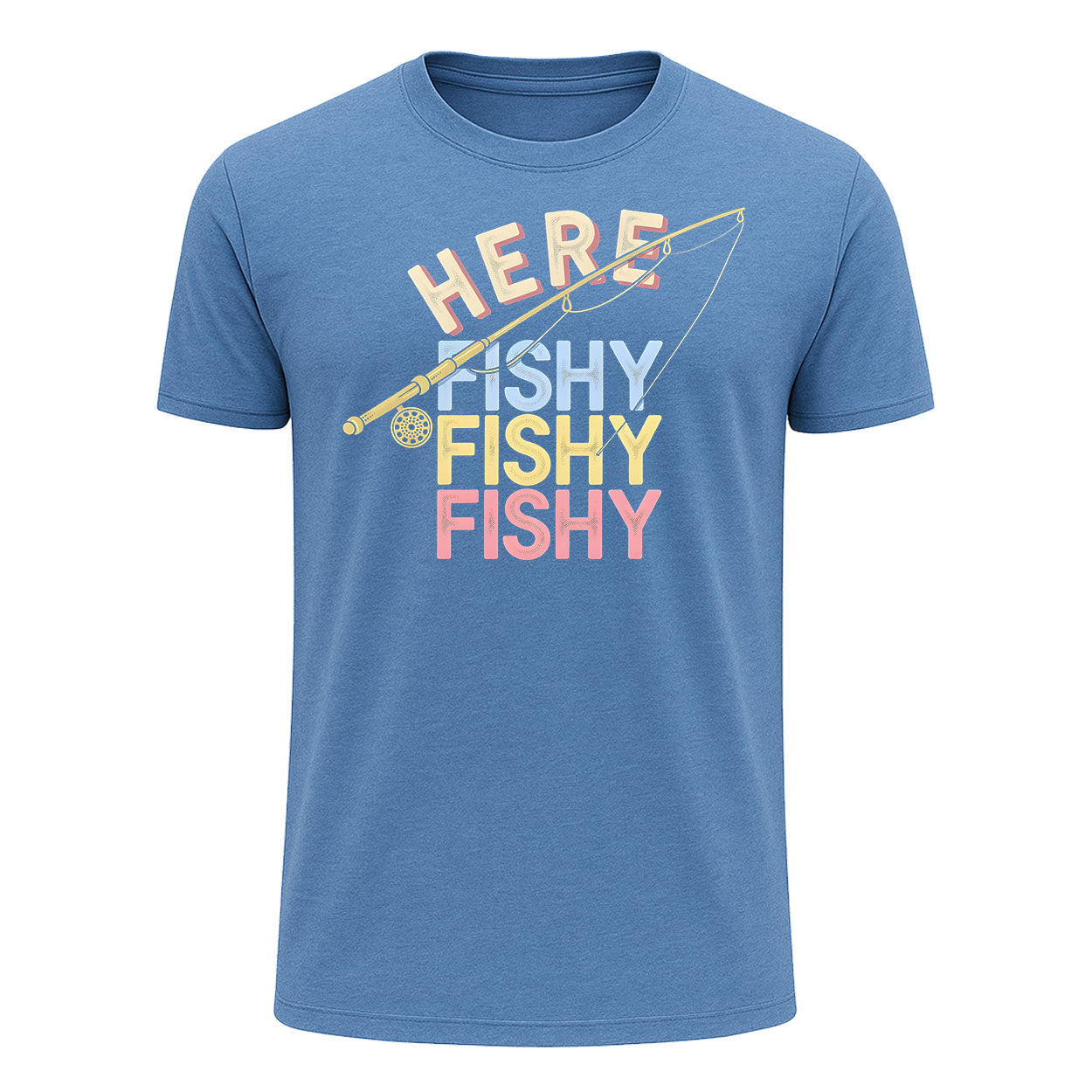 Here Fishy Fishy Fishy T-Shirt, Pastel Funny Fishing Shirt for Men