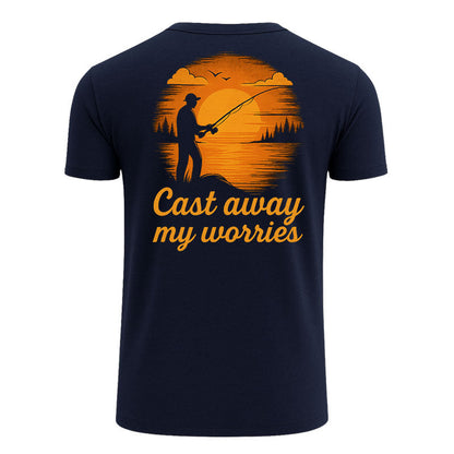 Angeln T-Shirt - Cast Away My Worries Sonnenuntergang Design