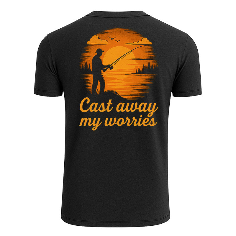 Angeln T-Shirt - Cast Away My Worries Sonnenuntergang Design