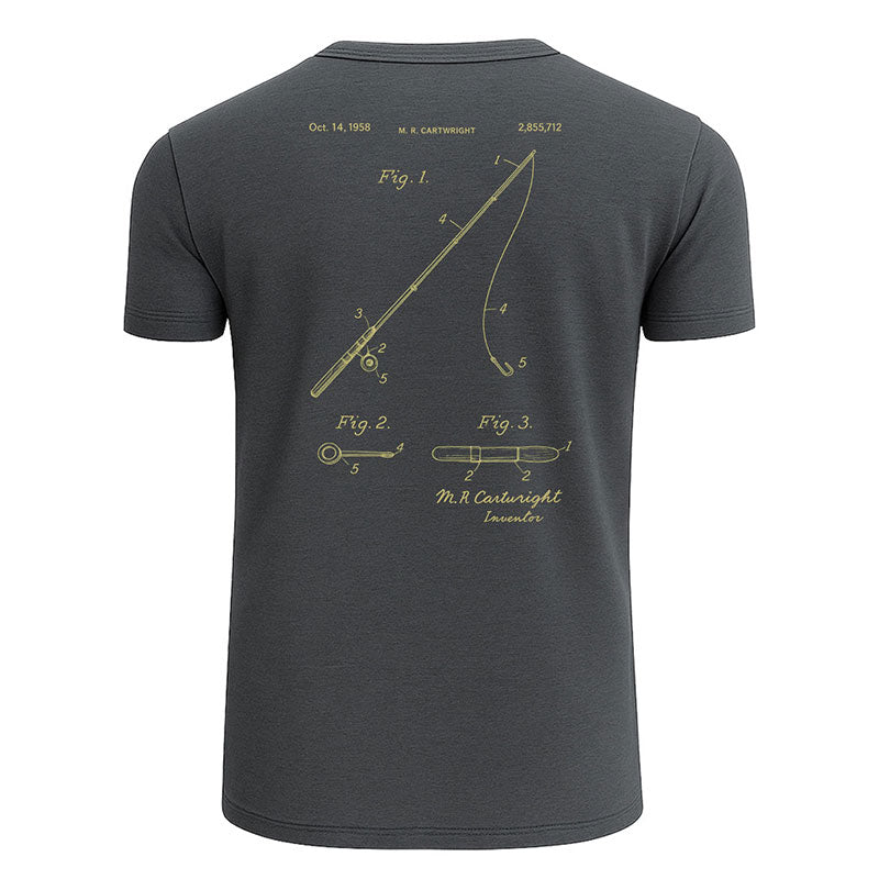 Fishing T-Shirt - Vintage Patent Rod Design