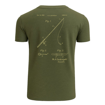 Fishing T-Shirt - Vintage Patent Rod Design