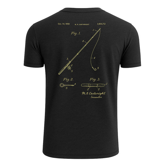 Fishing T-Shirt - Vintage Patent Rod Design