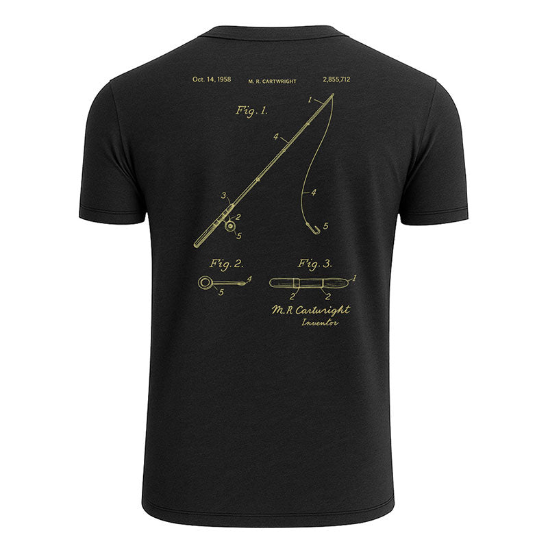 Fishing T-Shirt - Vintage Patent Rod Design