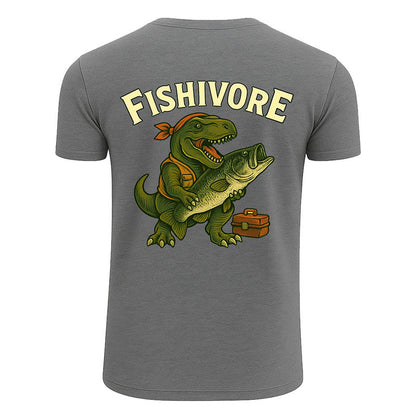 Funny Fishing T-Shirt, Fishivore Dinosaur with Big Catch